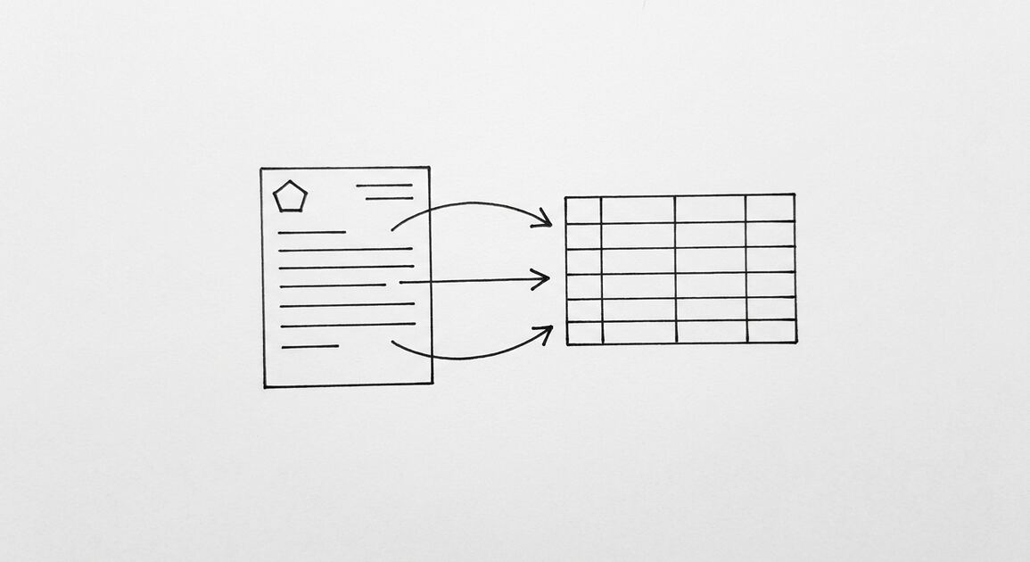 How to Convert a PenFed (Pentagon Federal Credit Union) Statement to Excel Pen drawing of a single PenFed statement with a simple pentagon shape emblem in the corner, arrows flowing to a clean spreadsheet grid