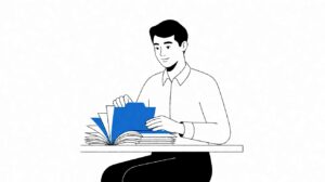 Bookkeeper at desk with statement folders