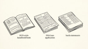 Pen drawing illustrating fha-bank-statement-guidelines concept