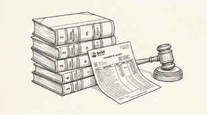 Pen drawing illustrating bank-statements-federal-regulations concept