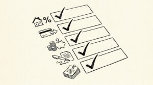Pen drawing illustrating bank statement concept
