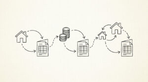 Pen drawing illustrating bank statement concept