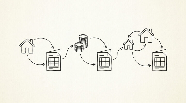 Pen drawing illustrating bank statement concept