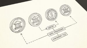 Pen drawing illustrating bank statement concept