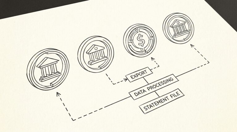 Pen drawing illustrating bank statement concept