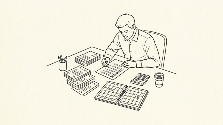 Pen drawing illustrating bank statement concept