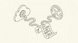 Pen drawing illustrating bank statement concept