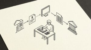 Pen drawing illustrating bank statement concept