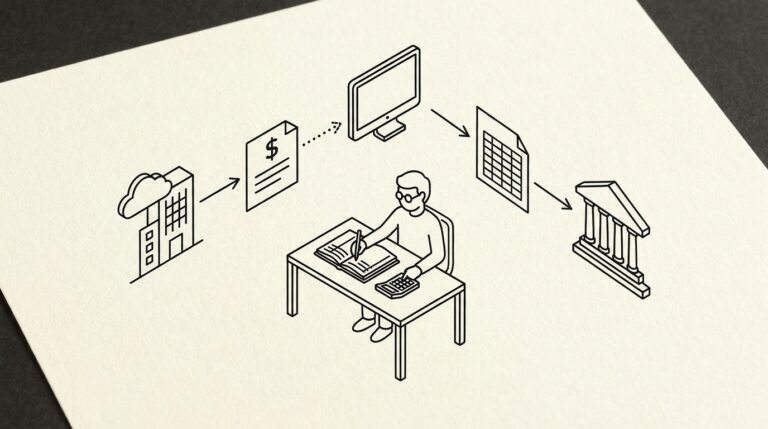 Pen drawing illustrating bank statement concept