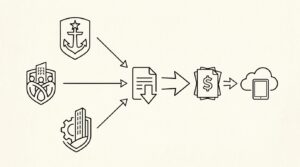 Pen drawing illustrating bank statement concept