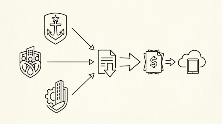 Pen drawing illustrating bank statement concept