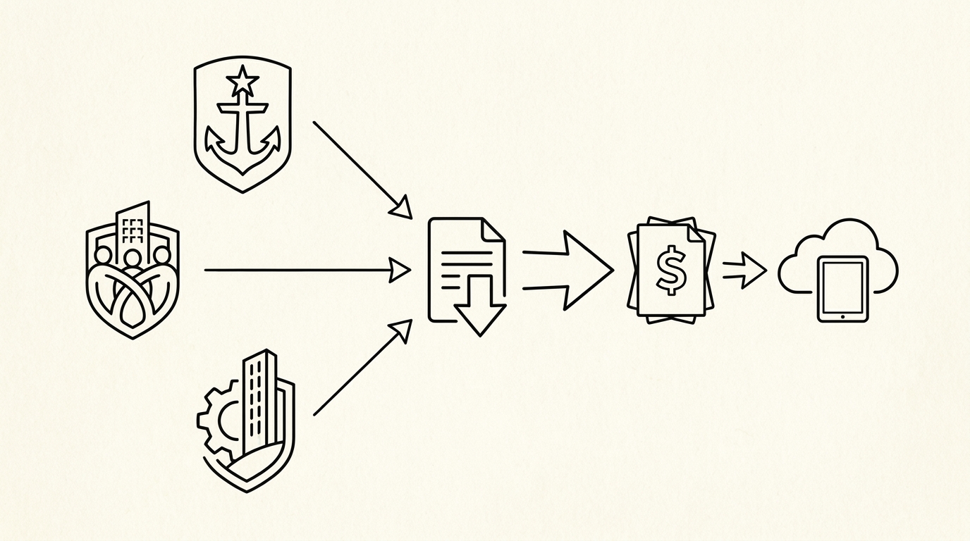 Pen drawing illustrating bank statement concept