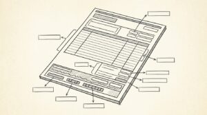 Pen drawing illustrating bank statement concept