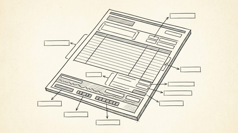 Pen drawing illustrating bank statement concept