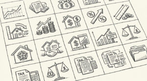 Pen drawing illustrating bank statement concept
