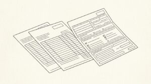 Pen drawing illustrating bank statement concept