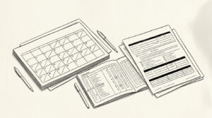 Pen drawing illustrating bank statement concept