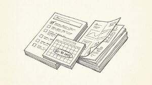 Pen drawing illustrating bank statement concept