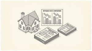 Pen drawing illustrating bank statement concept