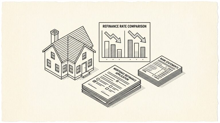 Pen drawing illustrating bank statement concept