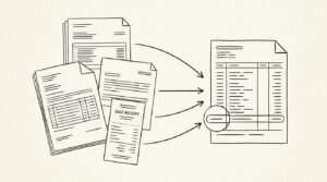 Pen drawing illustrating bank statement concept