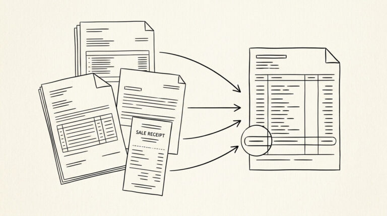 Pen drawing illustrating bank statement concept