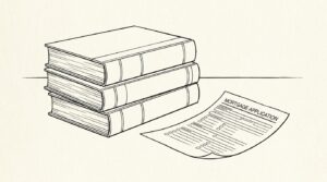 Pen drawing illustrating bank statement concept