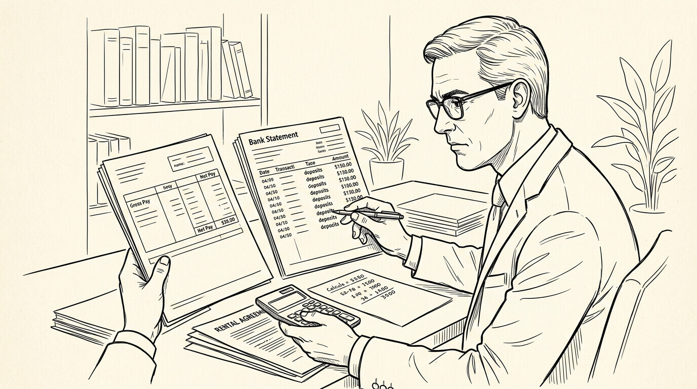 Pen drawing illustrating bank statement concept