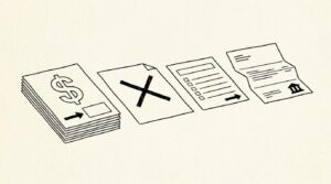 Pen drawing illustrating bank statement concept