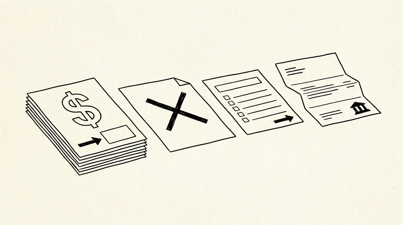 Pen drawing illustrating bank statement concept