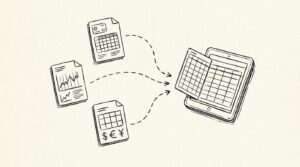 Pen drawing illustrating bank statement concept