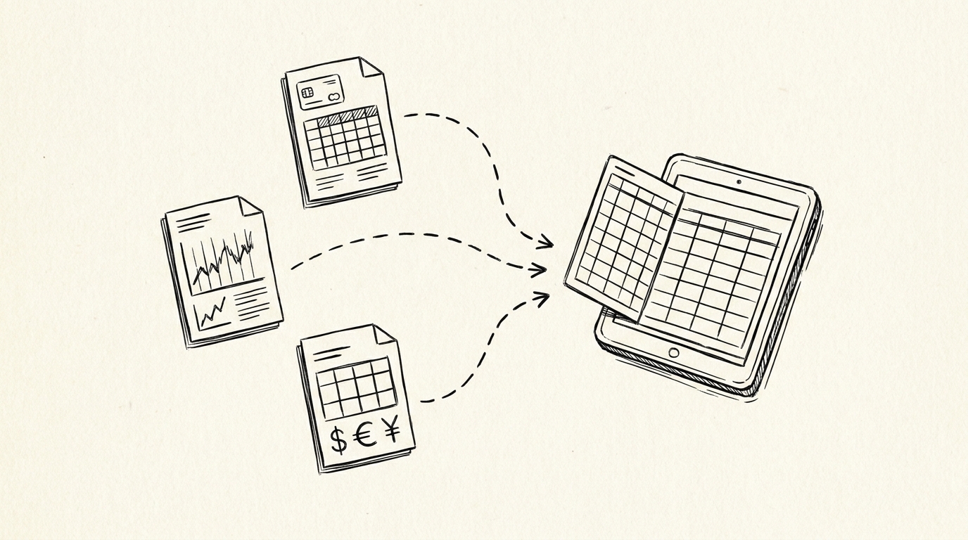 Pen drawing illustrating bank statement concept
