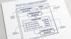 Pen drawing illustrating what-is-a-bank-statement concept