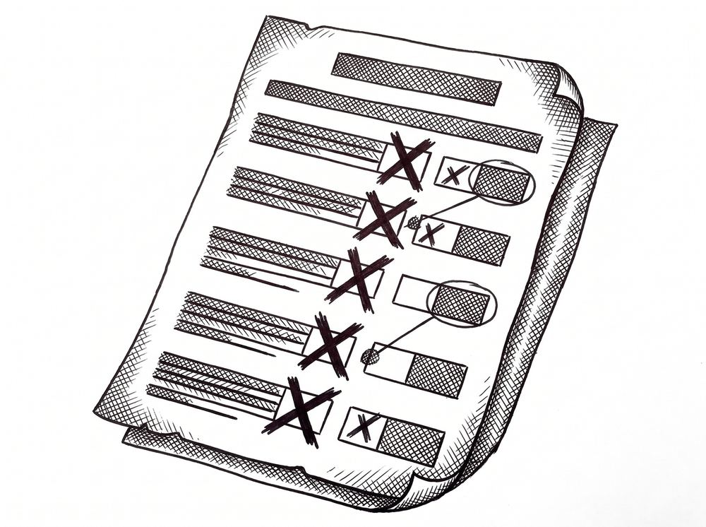 Incorrect Transaction Data After Bank Statement Conversion: The 2-Minute Spot-Check Pen drawing of a document with X marks on rows indicating wrong values, representing the fix process.