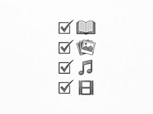 Pen drawing of a checklist with checkmarks representing when to choose each format